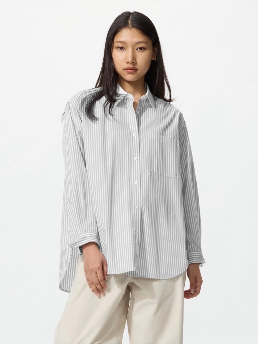 Oversized Striped Button Up Shirt